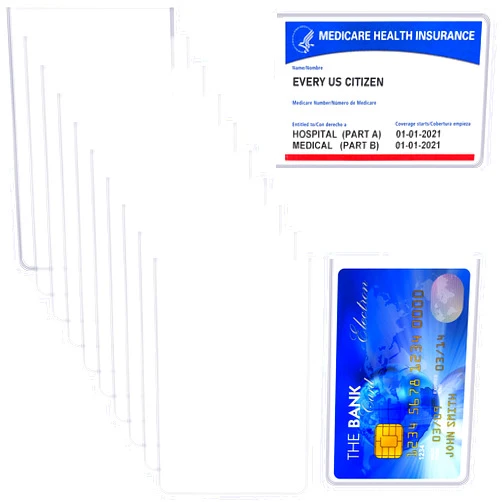 Zonon 48 Pack Medicare Card Holder Protector, PVC Waterproof Transparent Business Social Security Card Sleeves Protector