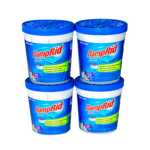 DampRid Absorber-10.5oz Refillable Absorber Traps Moisture for Fresher, Cleaner Air, 10.5oz cups - 4 pack, Blue, 4 Count