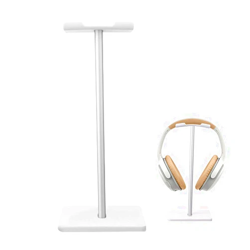 Deear Headphone Stand Gaming Headset Holder Universal Aluminum Metal Headphone Holder Hanger with Aluminum Supporting Bar Flexible Headrest ABS Solid Base for All Headphone,White