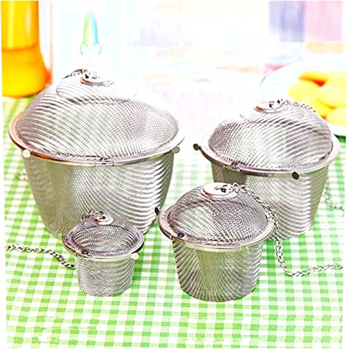 HOMUT 4 PCS Chained Lid Stainless Steel Tea Strainer Mesh Infuser Tea Ball Shape Spice Seasoning Bag Kitchen Tools