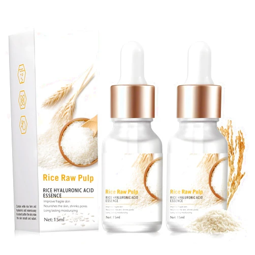 DAMUSI 2PCS Rice Serum for Face, Crema De Arroz para La Piel De Cara Y Cerrar Los Poros Quitar Manchas, Facial Essence Deep Hydrating, Nourishing, Face Serum for Radiant Glow