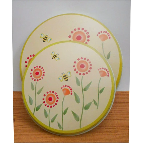 SEKOESS AA Importing Set of 4 Pink Floral Bee Bumblebee Tan Electric STOVE RANGE BURNER COVERS Round