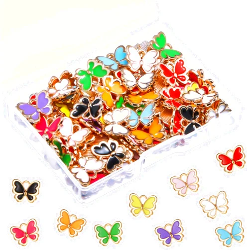 Hicarer 100 Pieces Colorful Butterfly Charms for Jewelry Making Alloy Pendant Jewelry Butterfly Charm for Necklaces Bracelets Earrings DIY Supplies