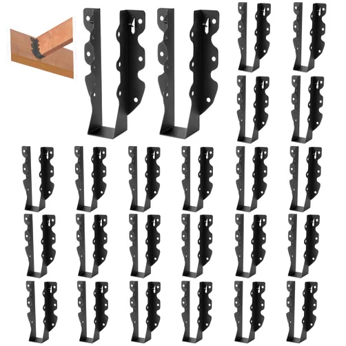 XIHUWZ 24 Pcs 2x8 Joist Hanger, Black Powder-Coated Joist Hangers, Rafter Brackets for Floor Deck and Ceiling Joists