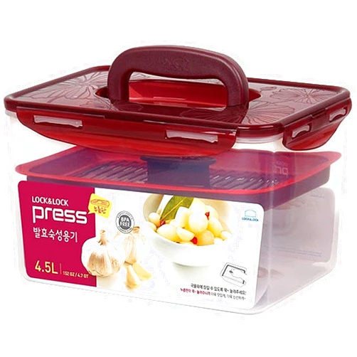 LocknLock LockandLock Press Plate Leakproof Airtight Pickle Kimchi Container 4.5L / 152oz BPA Free One Handle Clear Body Maintain Fresher Taste