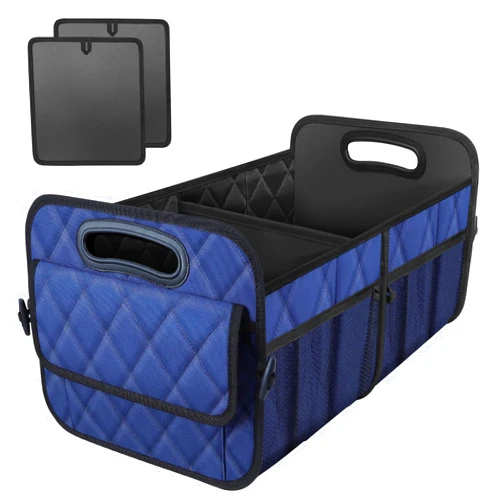 Olosar Trunk Organizer for Car, Collapsible Car Trunk Organizers with Reinforced Handles, Storage Organizer with 6 Pockets, Car Accessories for Women/Man（Large, Navy Blue）
