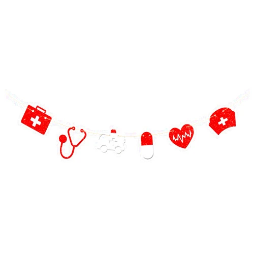 Talorine Red Glitter Congrats Doctor Banner Congrats Nurse Banner- Senior College Medical Graduation Party Bunting Decorations Supplies