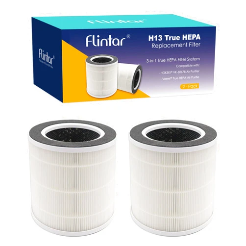 Flintar VK-6067B True HEPA Replacement Filters, Compatible with Vremi and HOKEKI VK-6067B Air Purifier, 3-in-1 H13 Grade True HEPA and Activated Carbon Filter Set (2 - Pack)
