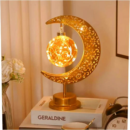 GUOCHENG Enchanted Lunar Lamp Moon Shaped Table Lamps, LED Crescent Night Light Magic Hanging Moon Lamp Decor, Home Bedroom Bedside Desktop Nightstand Decorative Gift(Ball)