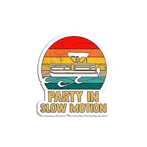 JOHN AND MIKE DESIGNS Party in Slow Motion Lake Pontoon Boat - Sticker Graphic - Auto, Wall, Laptop, Cell, Truck Sticker for Windows, Cars, Trucks