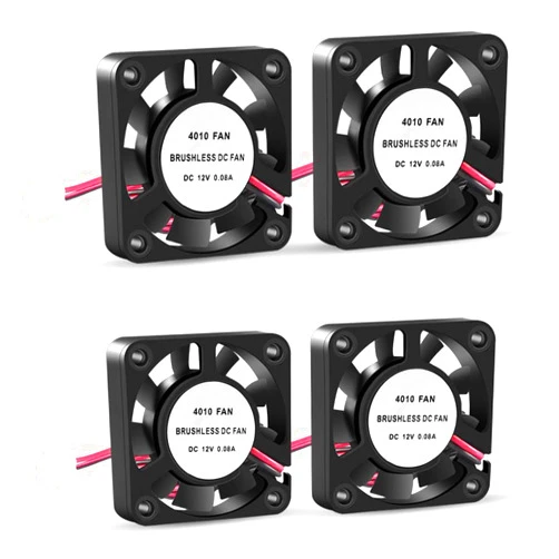 UMLIFE 4PCS 3D Printer Cooling Fan 40mmx40mmx10mm Oil Bearing Blower Fan DC 12V Brushless Cooling Fan with 2 Pin Terminal for Hotend Extruder Heatsinks Makerbot MK7 MK8 CPU Chip (12V 0.08A)