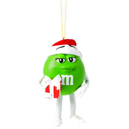 Department 56 M&M's Green Character Holding a Hanging Ornament, 3.375 Inch, Multicolor