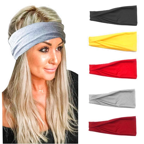 Vinzar Boho Headbands Wide Knot Hairbands Bandeau Funtopia Hair Bands Yoga Head Wraps Tie Dye Hairband Stretch Turban Head Band Sport Hair Accessories for Women and Girls (Sport-5 Pack)