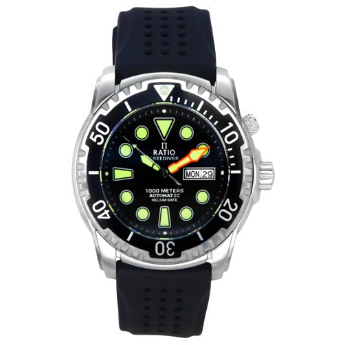RATIO FreeDiver Helium-Safe Dive Watch Sapphire Crystal Automatic Diver Watch 1000M Water Resistant Diving Watch for Men