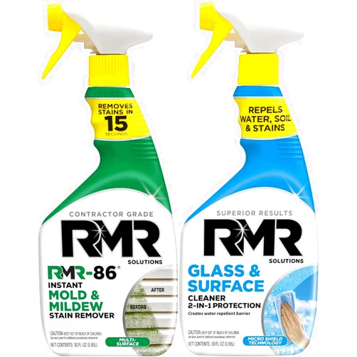 RMR Brands RMR-86 Instant Mold and Mildew Stain Remover Spray and RMR 2-in-1 Glass and Surface Cleaner Plus Repellent Bundle