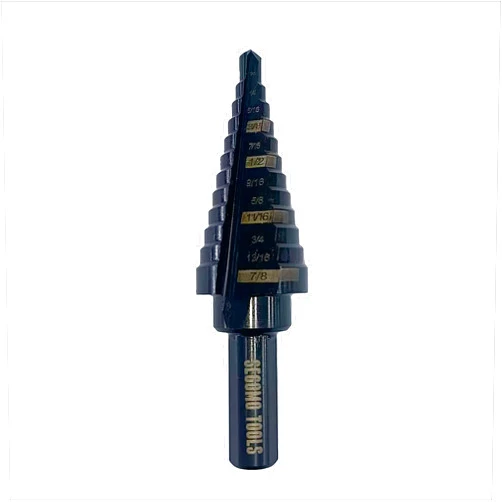 Segomo Tools 3/16 Inch to 7/8 Inch High Speed Steel (HSS) M2 12 Step Straight Flute Nitrided Coated Step Drill Bit (1 Piece) - SDBM231678