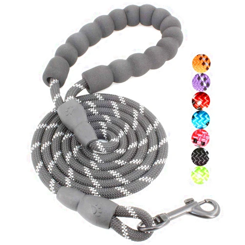 BAAPET 2/4/5/6 FT Dog Leash with Comfortable Padded Handle and Highly Reflective Threads for Small Medium and Large Dogs (5FT-1/3'', Black)