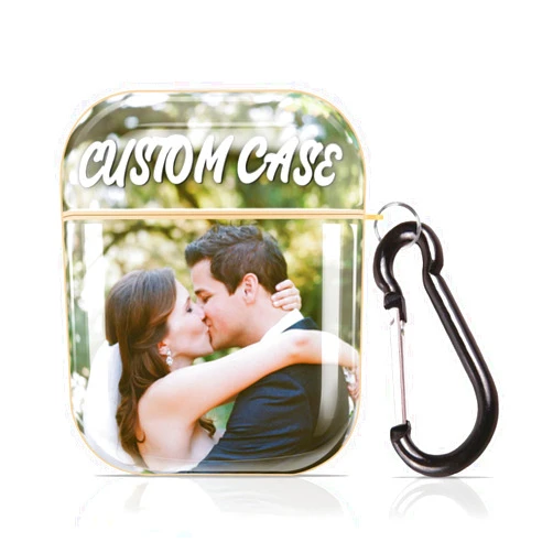 TUSDFIT Custom Airpod Case, Flexible PC Protective Case with Keychain for Airpod 1 & 2nd Generation, Customize Airpod Case Cover with Your Photo & Text & Name, Personalized Gift for Men Women