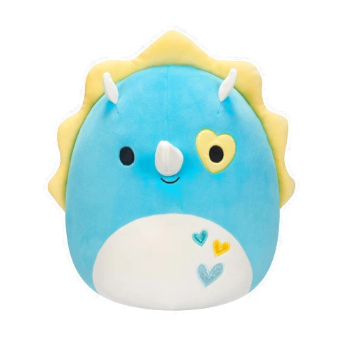 Squishmallows Original 12-Inch Braedon Teal Triceratops with Heart Eye Patch - Official Jazwares Large Plush