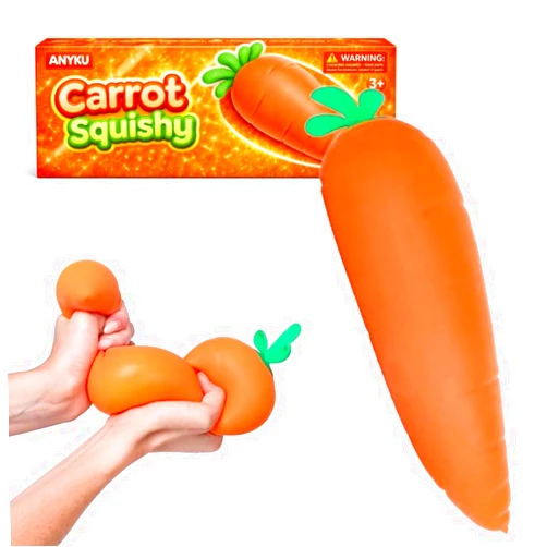 ANYKU Carrot Squishy, Realistic Model Giant Strawberry Banana Dragon Peanut Squishy Oversized Squishies Toys for Adults Moldable Slow Rise Relaxing Sensory Fidget Stress Big Fruit Ball(Carrot)