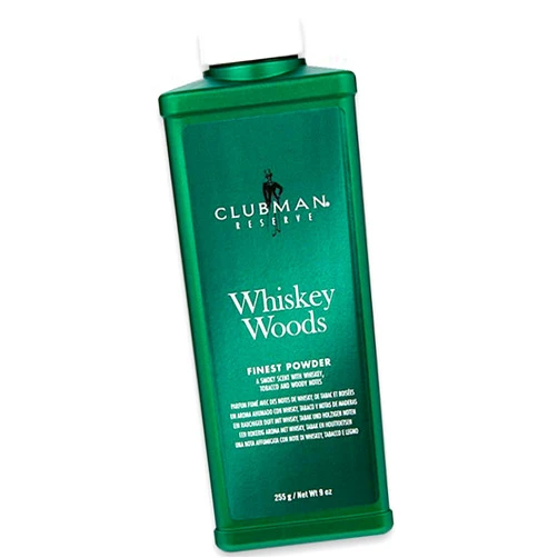 Clubman Reserve Whiskey Woods Cornstarch Powder, Post-Shave Grooming for Men (9 oz)