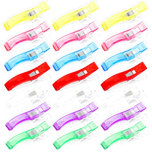MIDELONG Large Sewing Clips, Multipurpose Sewing Clips Multi-Color Quilting Clips Plastic Clips for Fabric Binding Quilting Crafts Sewing Supplies and Accessories, 21 Pcs