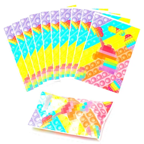 Cynosener 50pcs Pop Fidget Toy Gift Bags for Kids, Macaron Pastel Party Favor Bag, Pop Game Bags for Kids, Pop Fidget Toy Theme Birthday Party Supplies, Baby Shower Dessert Treat Bag, Candy Goody Bags