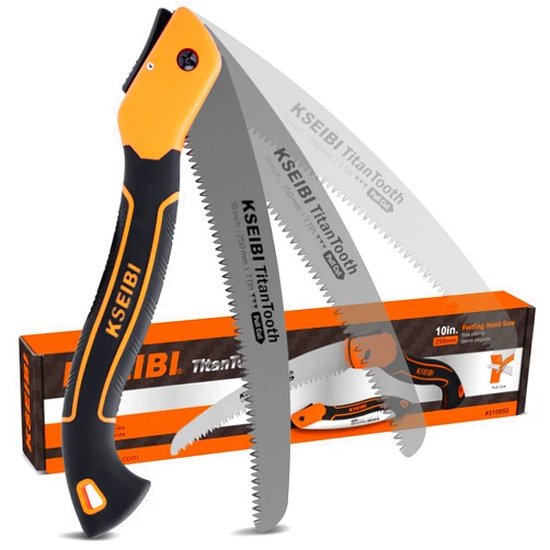 KSEIBI Folding Saw - Camping Saw, Camp Saw, SK-4 Steel Hand Saw for Campers, Portable 10 Inch Wood Pruning Saw for Gardening, Carpentry and Smooth, Precise Cuts, Pruning Hand Saw for Outdoor Use