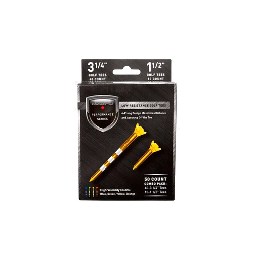 Maxfli Performance Series Low Resistance 3 1/4'' & 1 1/2'' Assorted Golf Tees - 50 Pack
