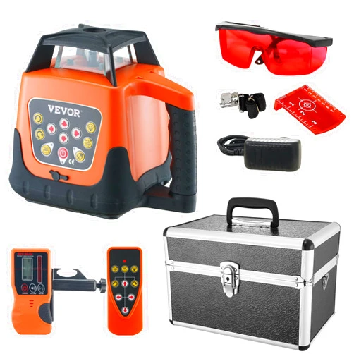 VEVOR Rotary Laser Level 1650ft,360 Degree Self Leveling Red Cross Line Laser,5 Rotation Speeds&4 Scanning Angles Adjustment,IP66 Waterproof Remote Control Manual Self-leveling Mode,Battery Included