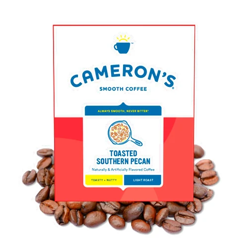 Cameron's Coffee Toasted Southern Pecan Flavored Whole Bean Coffee, Light Roast, 100% Arabica, Bulk, 4-Pound Bag, (Pack of 1)