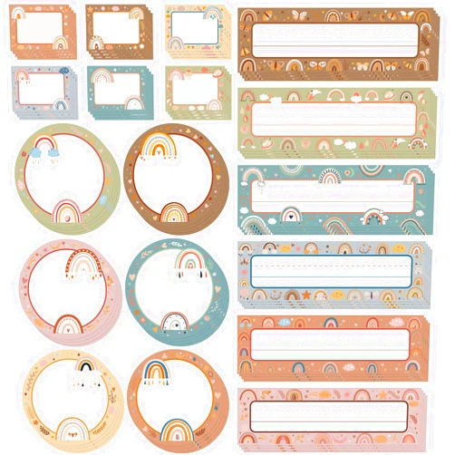 Yinder 72 Pieces Rainbow Name Tags Rainbow Name Labels Cute Self-Adhesive Name Labels Name Plate Stickers for Desk Classroom Teacher School Office Baby Shower Supplies