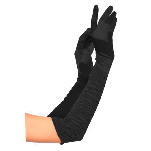Deceny CB Party Gloves for Women Long Satin Opera Gloves Shirred Elbow Gloves