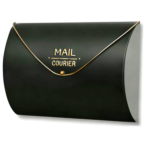 Yielycan Black Wall Mount Mailbox for Outside, Waterproof Metal Mailboxes with Rust-Proof Galvanized Steel, Large Capacity Envelope Mailbox for House, 12.99 x 10.35 x 5 Inch
