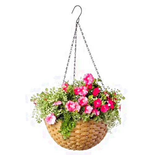 Panacea+6+82305+Woven+Resin+Hanging+Baskets%2c+Wicker%2c+14%22+Dia.6