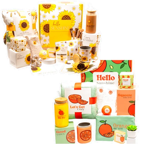 The Love Crate Co. Sunshine & Citrus Care Bundle: The Love Crate Co. Sunflower and Orange Gift Sets for Women - Get Well Soon, Thinking of You, Spa Kit, Birthday Gift Basket