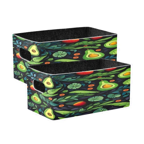 xigua Avocado Pattern Storage Bins Set of 2,Collapsible Storage Cube Home Decor Storage Baskets Organizer for Toys Books Shelves Closet Laundry Nursery