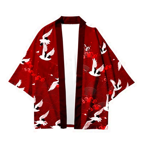 IWachosan Casual Unisex Kimono Style Cardigan Coat with 3/4 Sleeves, Loose Fit, Lightweight Fabric, Multi-Print Design