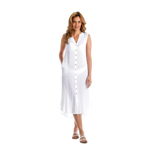 Dotti Cici | High Low Sleeveless Dress (up to 3X in Black, White, and Navy)