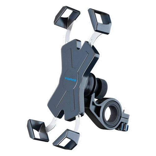 Visnfa New Bike Phone Mount with Stainless Steel Clamp Arms Anti Shake and Stable 360° Rotation Bike Accessories/Bike Phone Holder for Any Smartphones GPS Other Devices Between 4 and 7 inches