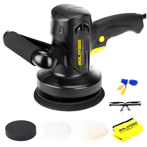 ROLAYSEE TOOLS 6-Inch Random Orbital Waxer Polisher, Variable Speed Buffer Machine Kit with 3 Buffing and Polishing Bonnets, Electric Buffer Polisher for Car Detailing and Waxing, ROLAYSEE TOOLS