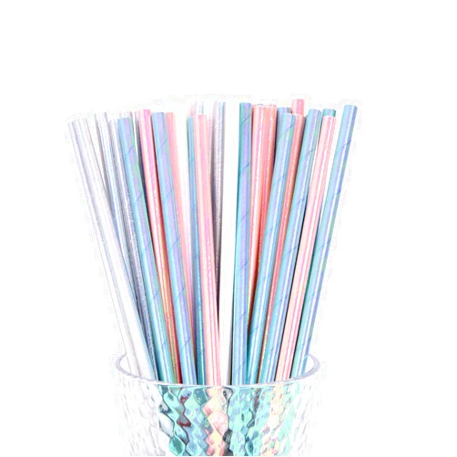 YAOSHENG Iridescent Paper Straws, Pack 100 for Party Supplies,Birthday,Wedding,Bridal/Baby Shower,Juice, shakes,Smoothies