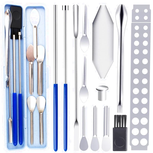 Foosi Capsule Filling Machine Kit – Pill Filler Tray Tools for Quickly Maker Empty Gel Capsules All Size 000 00 0 1 2 3 4 5, Lab Spoons Spatula Scoops Tool (13Pcs Plus)