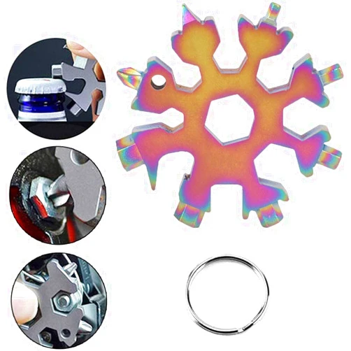 TQY Snowflake Tool, 18-in-1 Stainless Steel Snowflake Bottle Opener,Screwdriver Kit/Wrench, Valentine's Day Best Gifts for Him Husband Men Boyfriend Boys (1PACK/Color)