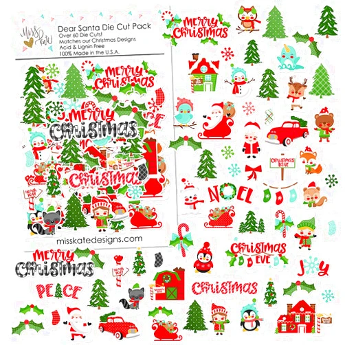Miss Kate Cuttables Paper Die Cuts - Dear Santa - Christmas - Over 60 Cardstock Scrapbook Die Cuts - by Miss Kate Cuttables