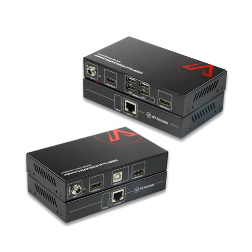 V AV Access HDMI USB KVM Extender Dual Monitor Over Cat5e/6/6a/7 up to 1080p@60Hz 197ft, Zero Latency Extended Dual View, Display 2 Monitors with 4 USB 2.0 Ports for Keyboard/Mouse, HDCP 1.4, PoC, Plug and Play