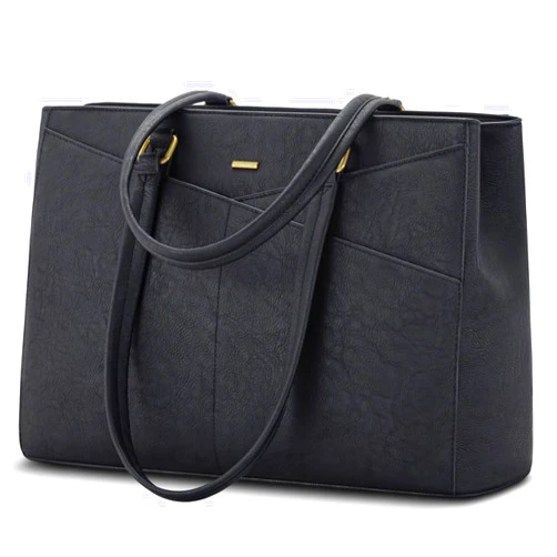 LOVEVOOK Laptop Bag for Women 15.6 Inch Tote Bags Waterproof Leather Briefcase Computer Women Business Office Work Bag,Vintage Black