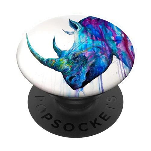 Wild Animal Lovers Mobile Co. Colorful Watercolor Chubby Unicorn Gift for Rhino Lovers PopSockets PopGrip: Swappable Grip for Phones & Tablets