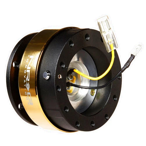 NRG Innovations Gen 2.0 Steering Wheel Quick Release Kit, 6x70mm & 6x74mm Bolt Pattern, Black Body, Chrome Gold Ring, NRG-SRK-200BK-CG