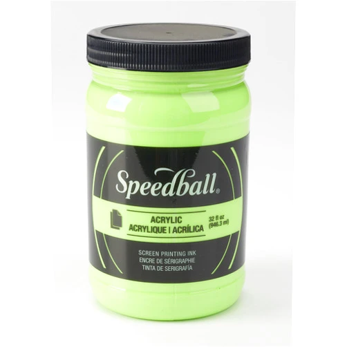Speedball 046413 Acrylic Screen Printing Ink, 32 fl. oz, Fluorescent Lime Green